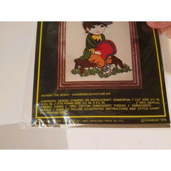 Moppets Warmin' The Bench Vogart Crafts Crewel Creative Stitchery Kit Football - Picture 2 of 5